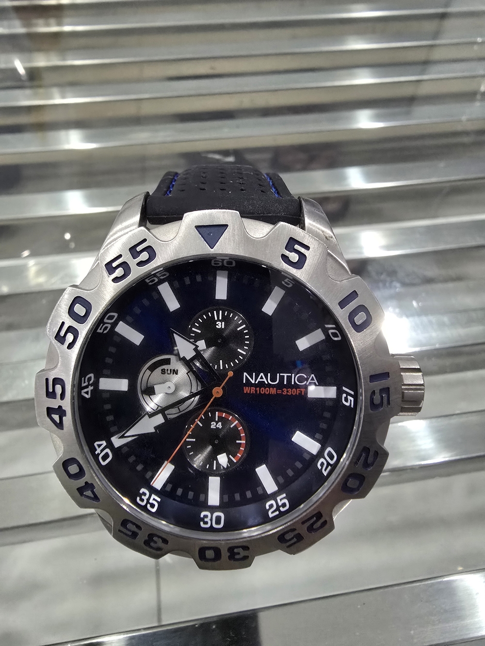 Nautica Men's Stainless Dive-Style Watch - Blue Dial